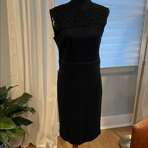Tory Burch Adrianna Black Knit and Lace Dress Size M NWT